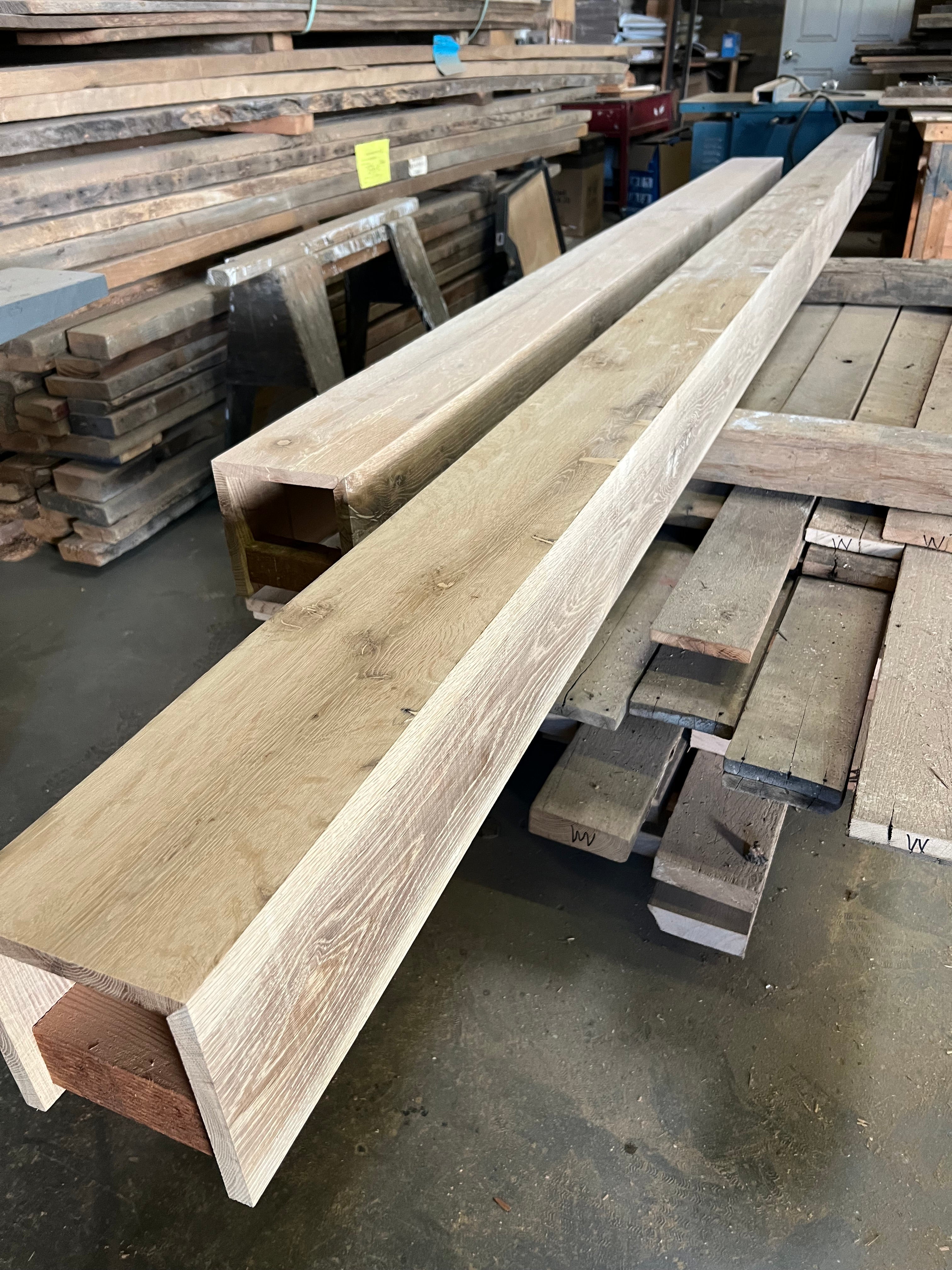 reclaimed oak box beams sanded