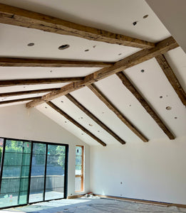 hand hewn box beams residential project